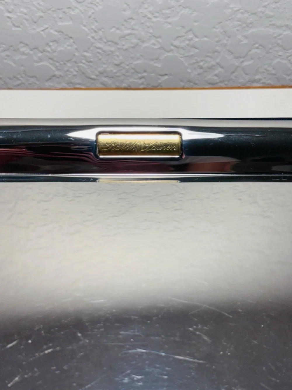 Ralph Lauren Silver Serving Tray Vanity Catchall Designer Home Decor 9” Vintage